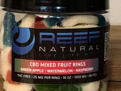 CBD isolate gummy rings with mixed flavors