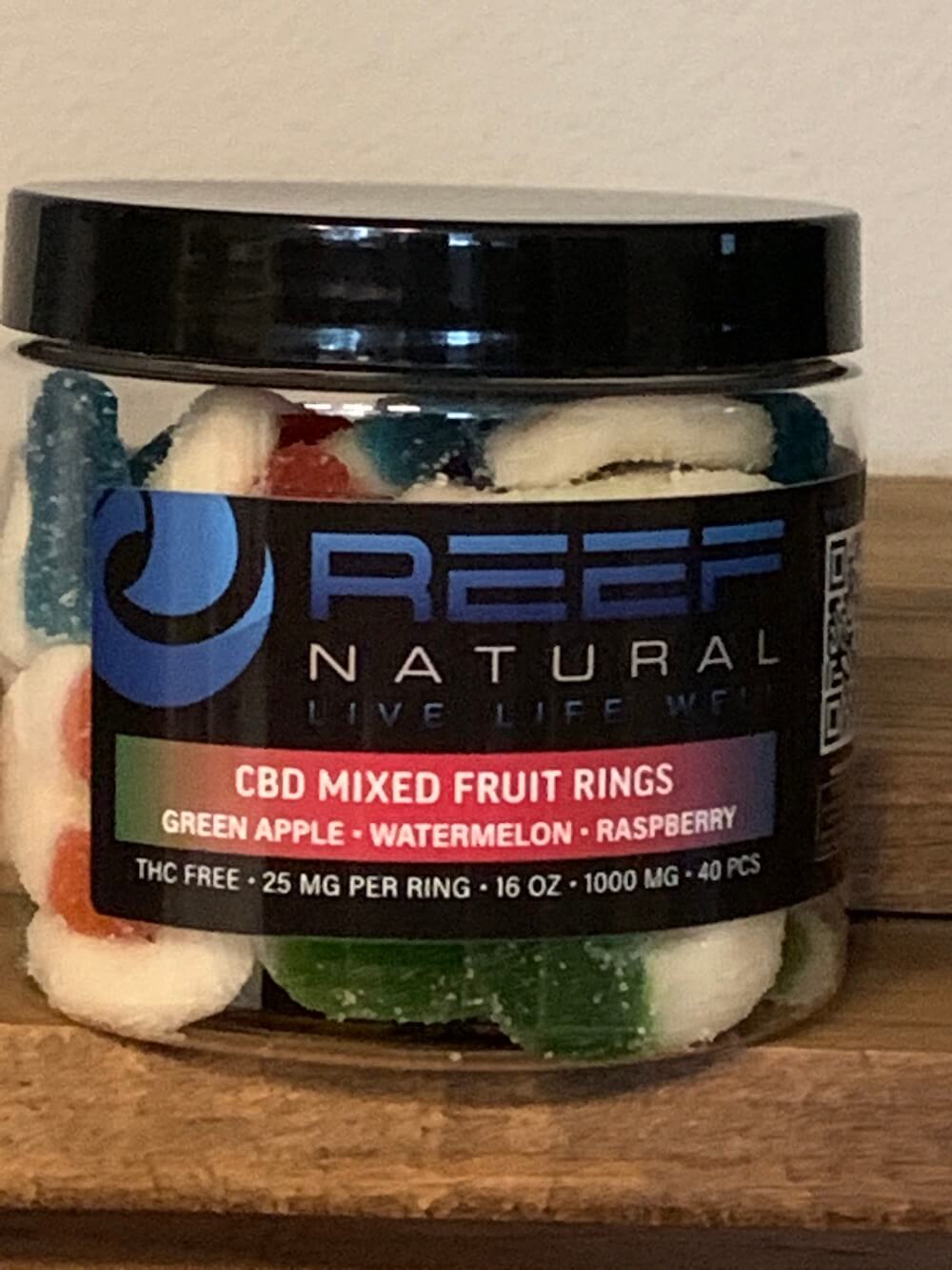 CBD isolate gummy rings with mixed flavors